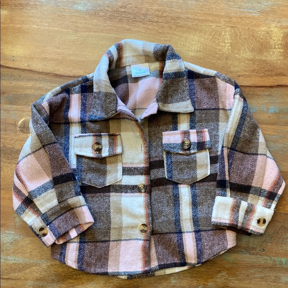 Plaid Kids Shirt in Pink and Brown